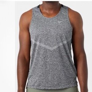 NEW Nike Mens Medium Dri-FIT 365 Running Tank Grey Heather Space Dye CZ9179-011